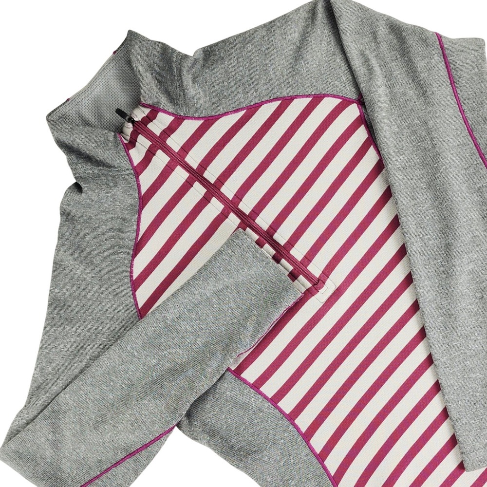 Patagonia Capilene 3 Midweight Women XS Grey Magenta Striped 1/4 Zip Polyester